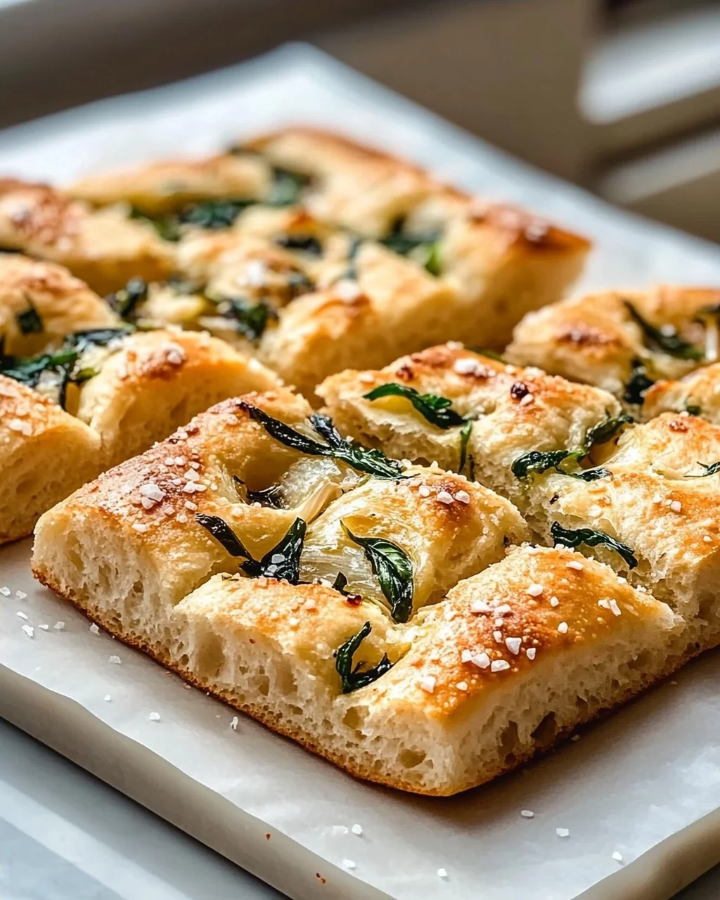 Bärlauch Focaccia mit Meersalz – Aromatischer Genuss!