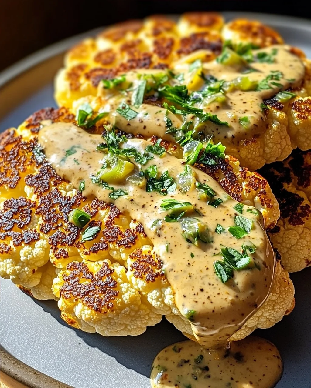 Blumenkohlsteak mit Pfefferrahmsauce