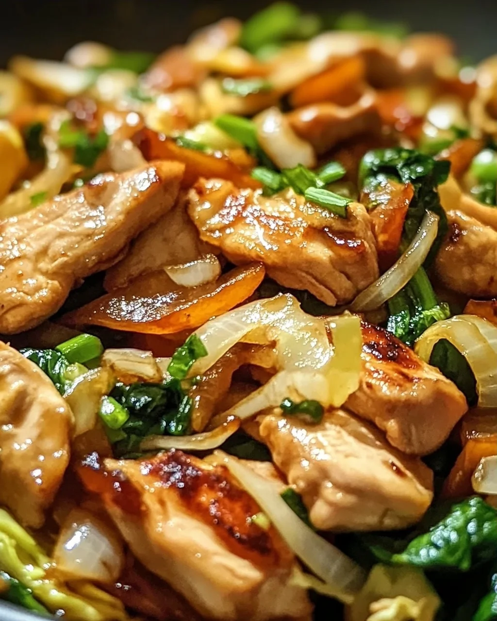 Chinesische Hähnchenpfanne mit Spitzkohl und Zwiebeln genießen!