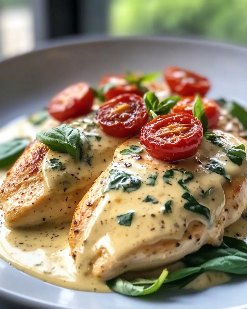 Creamy Tuscan Chicken with Basil and Cream Sauce