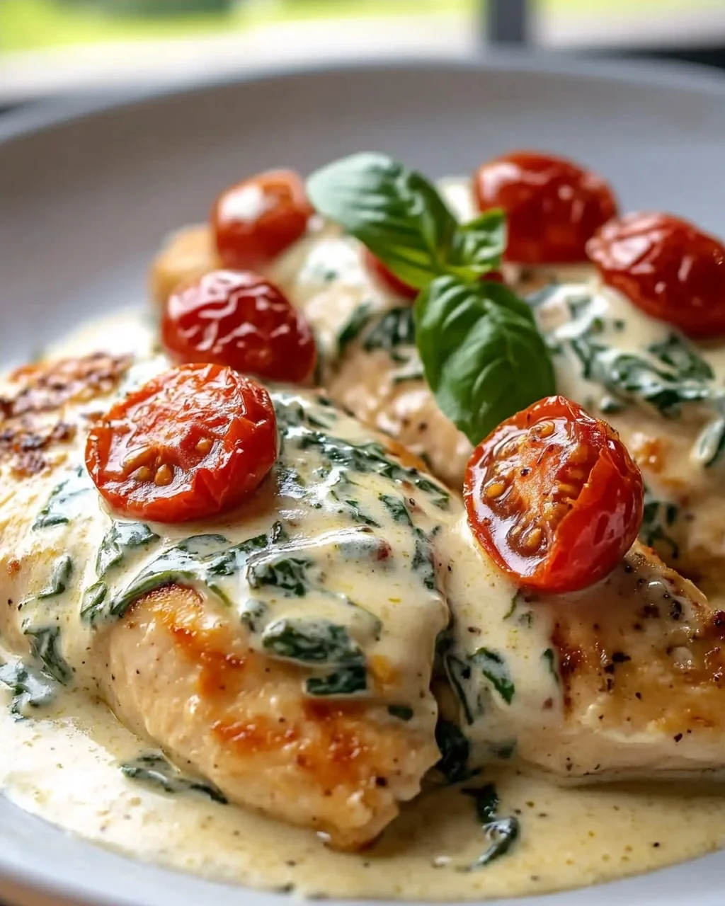 Creamy Tuscan Chicken with Basil and Cream Sauce