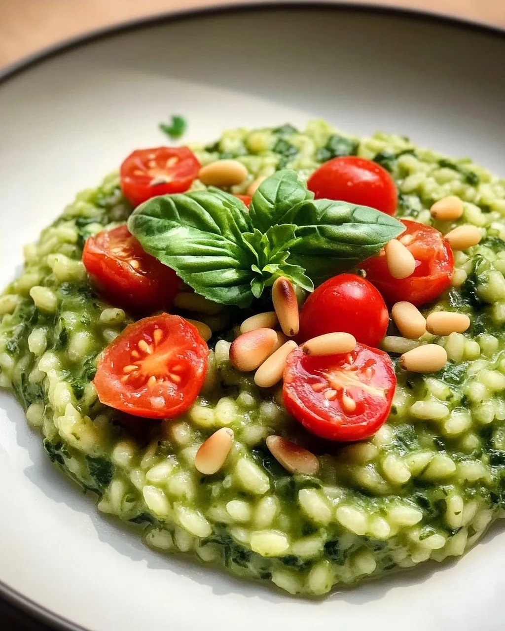 Cremiges Spinat Risotto mit frischen Kräutern