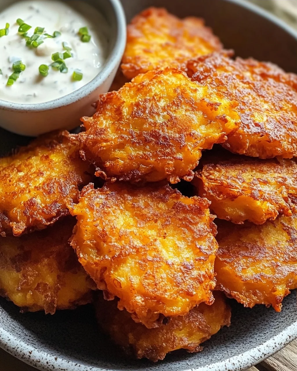 Crispy Butternut Squash Fritters mit Knoblauchdip Rezept