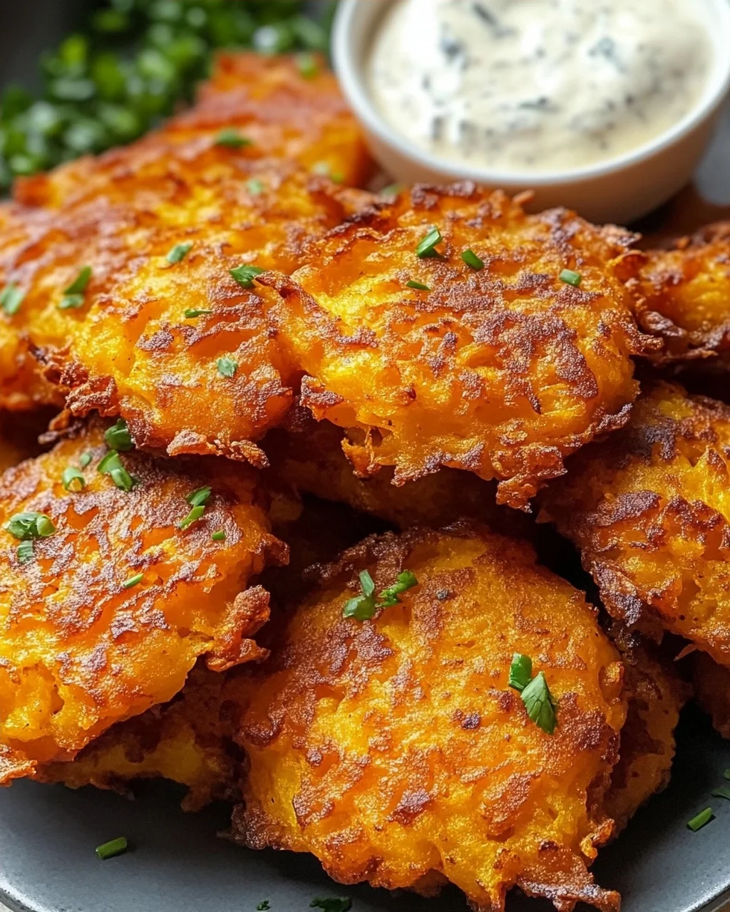 Crispy Butternut Squash Fritters mit Knoblauchdip Rezept