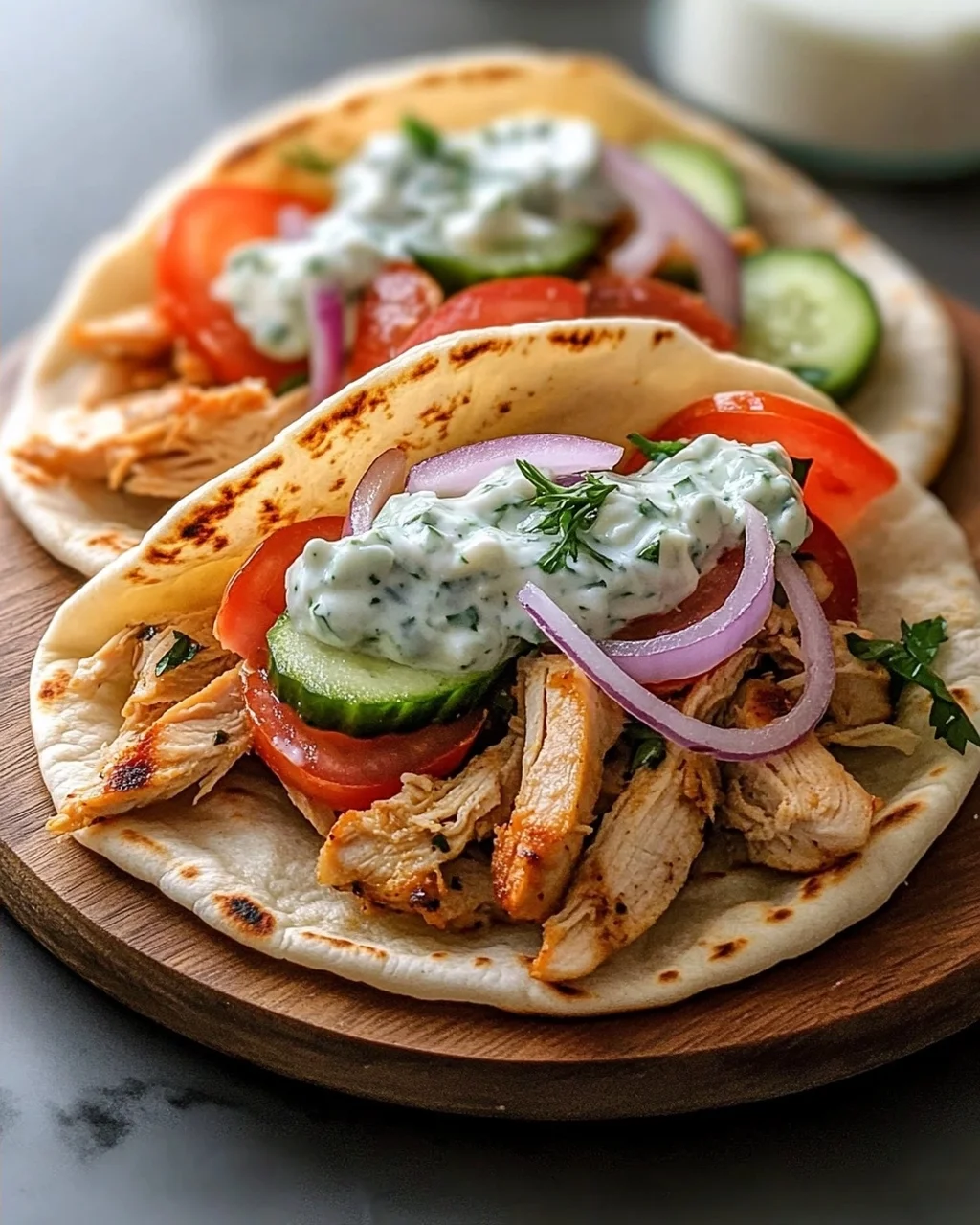 Crockpot Griechische Hähnchen-Pitas mit Tzatziki Rezept
