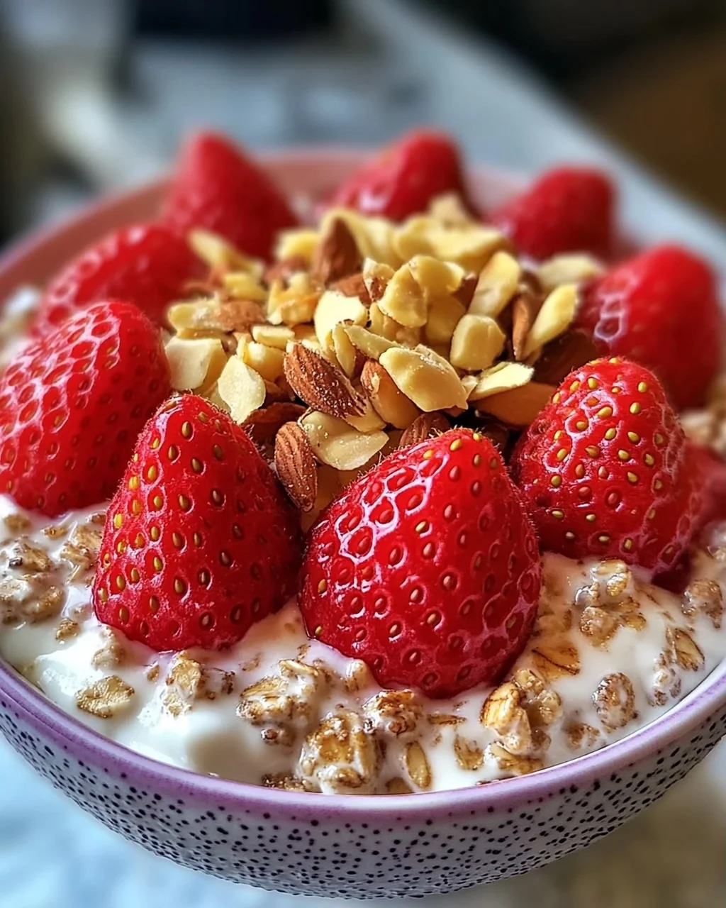 Erdbeeren und Sahne Übernacht-Haferflocken Genuss