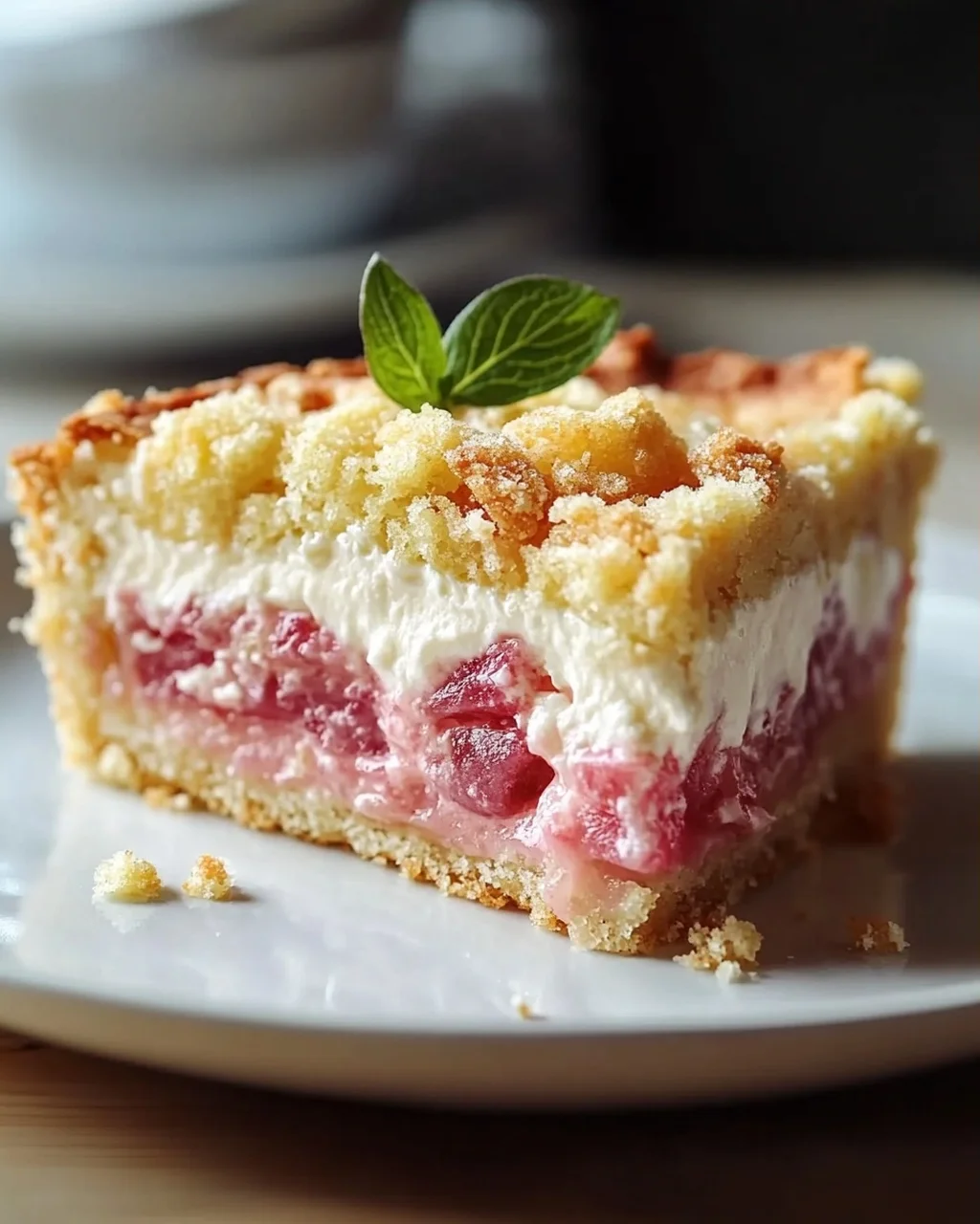 Fluffy Rhubarb Sour Cream Cake with Shortcrust Pastry Recipe