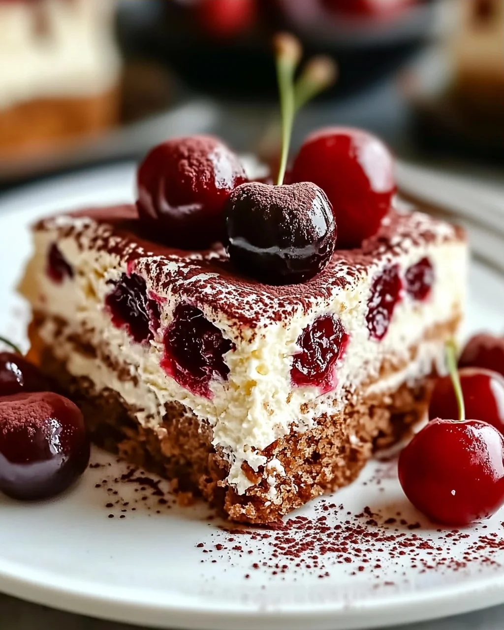 Fruchtiges Kirsch-Tiramisu mit Amaretto-Geschmack (alkoholfrei)