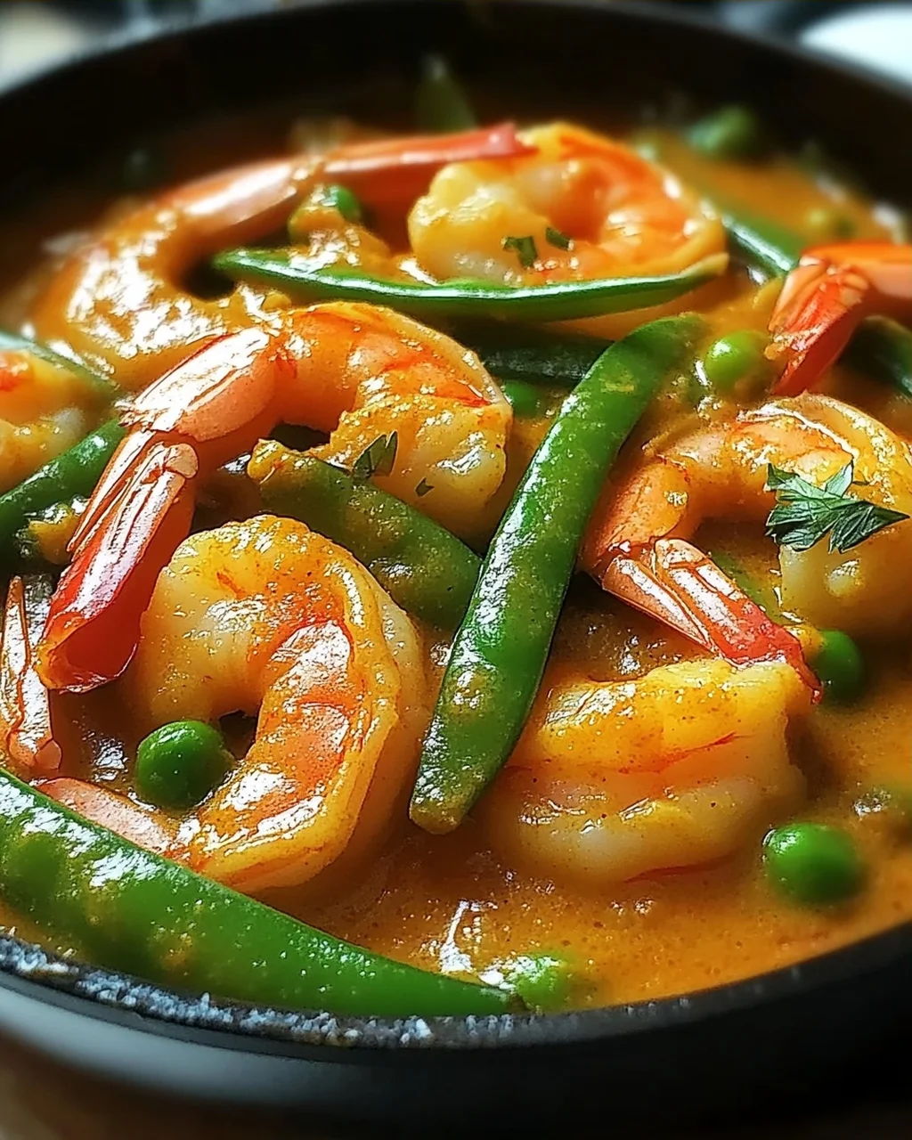 Garnelencurry mit Zuckerschoten