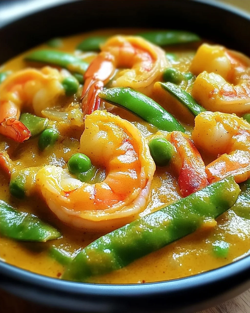Garnelencurry mit Zuckerschoten