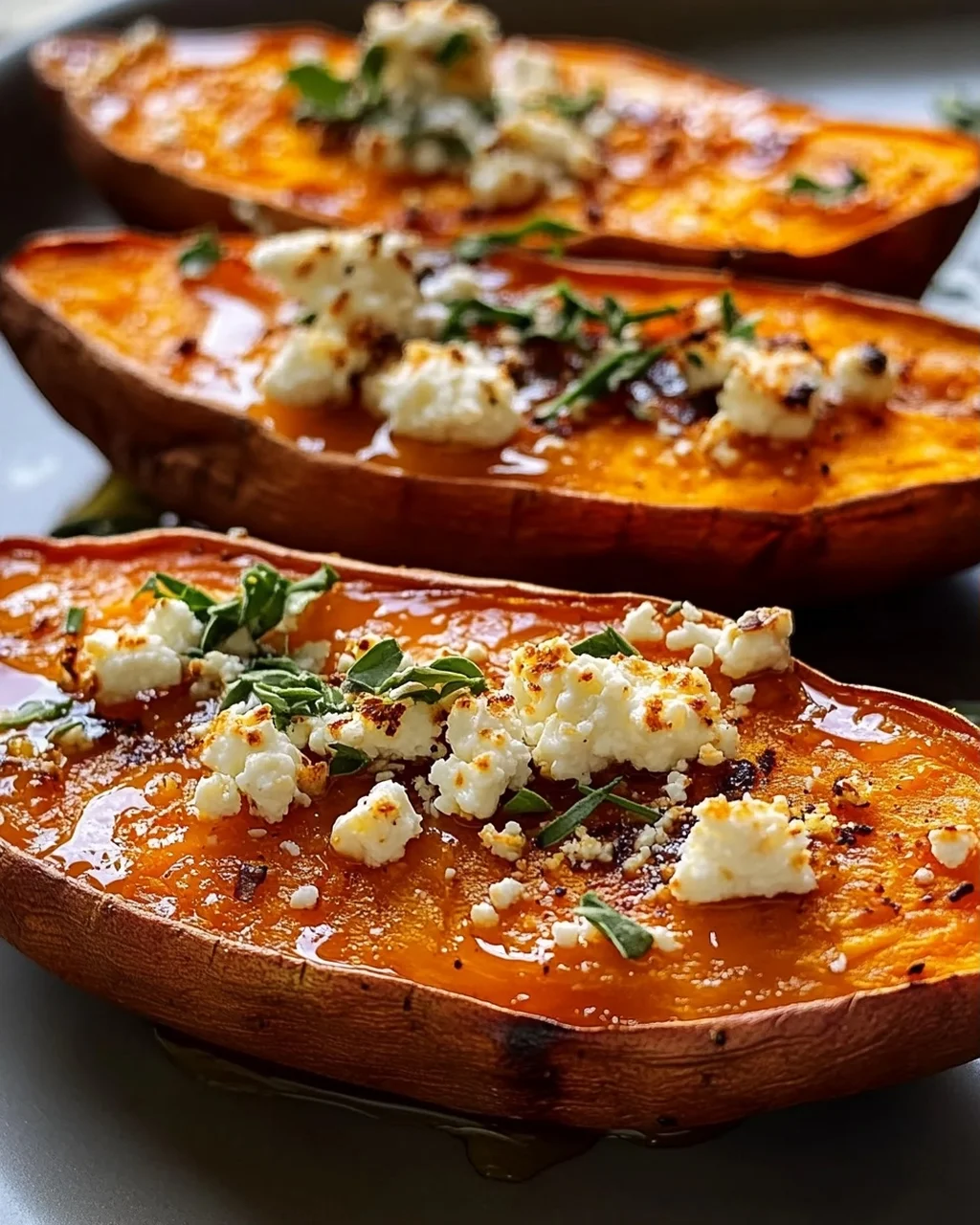 Gebackene Süßkartoffeln mit Honig & Feta – Schnell & lecker!