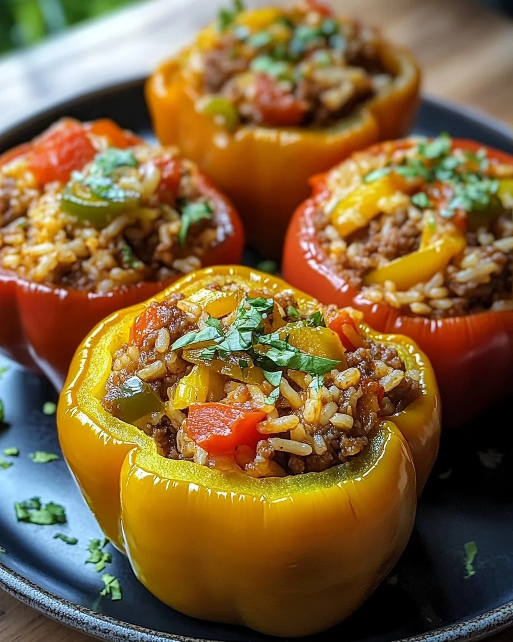 Gefüllte Paprika mit Hackfleisch und Reis