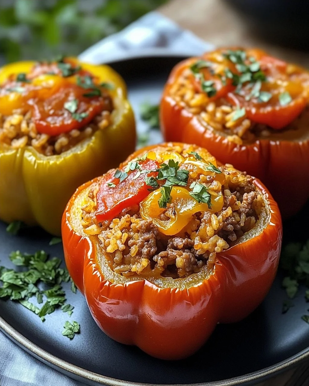 Gefüllte Paprika mit Hackfleisch und Reis