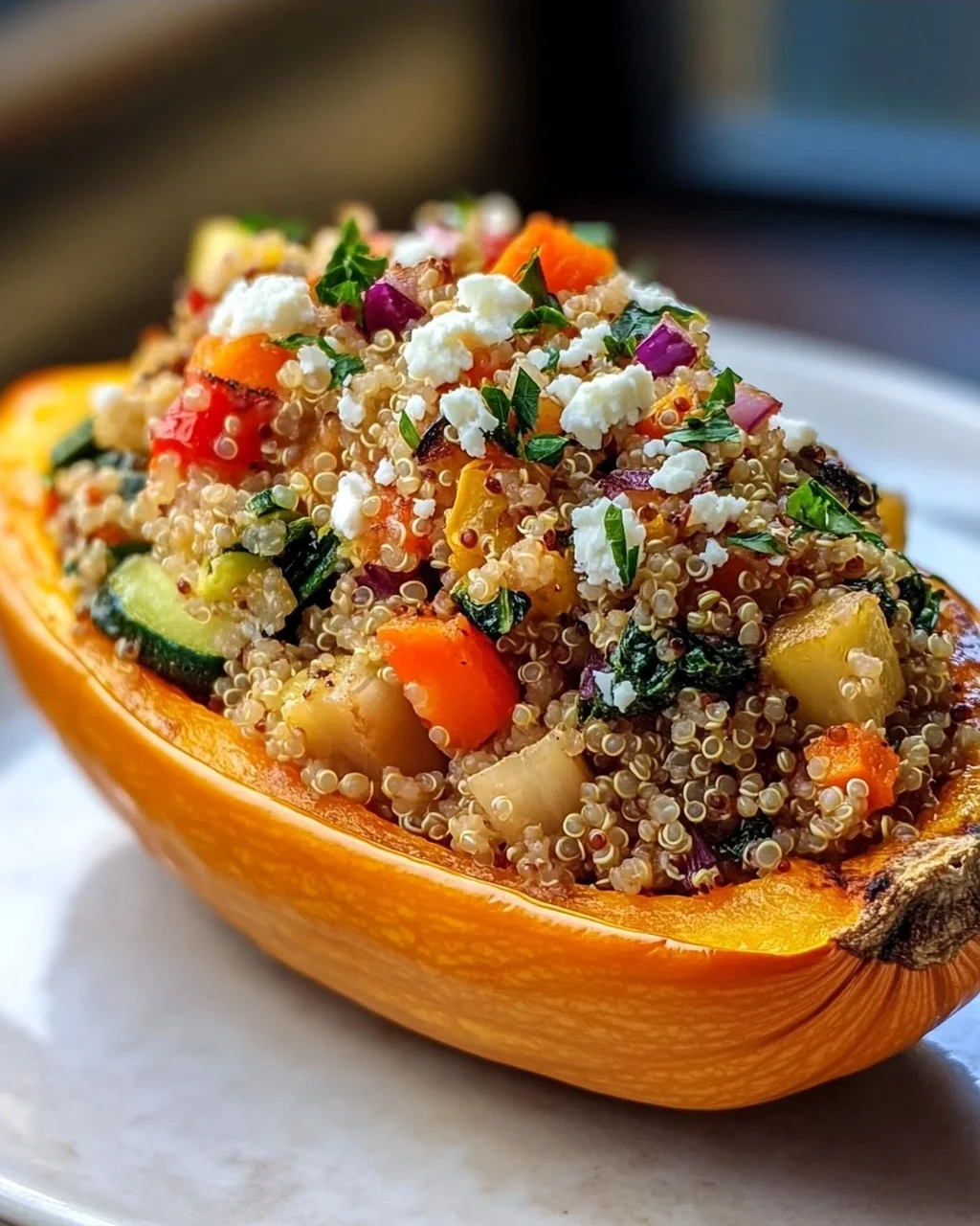 Gefüllter Butternusskürbis mit Quinoa und Gemüse - Cremig & Vegetarisch