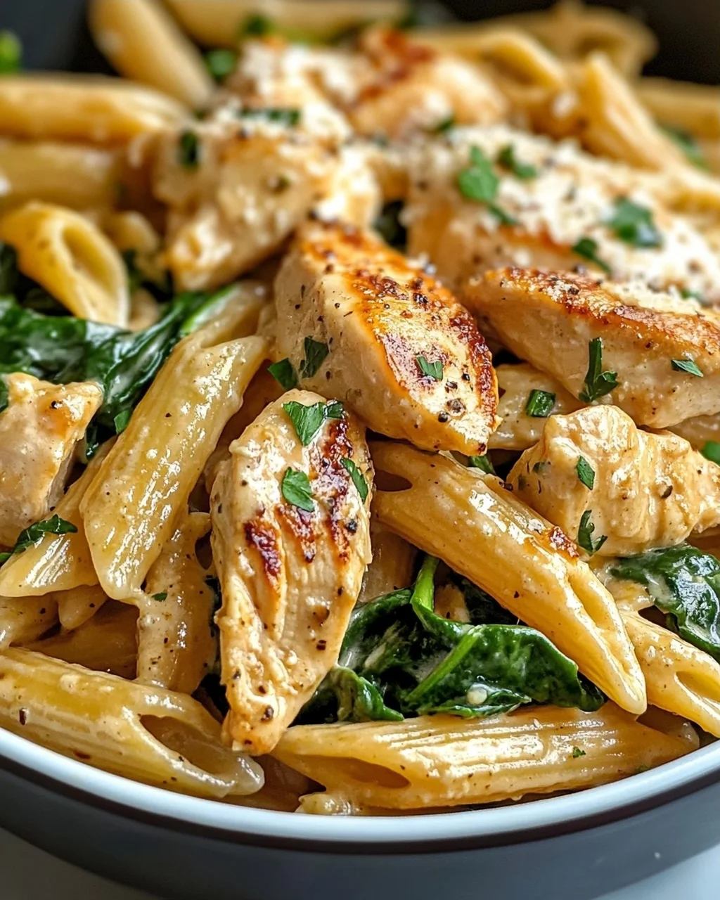 Gesunde Knoblauch-Parmesan-Hähnchen-Pasta