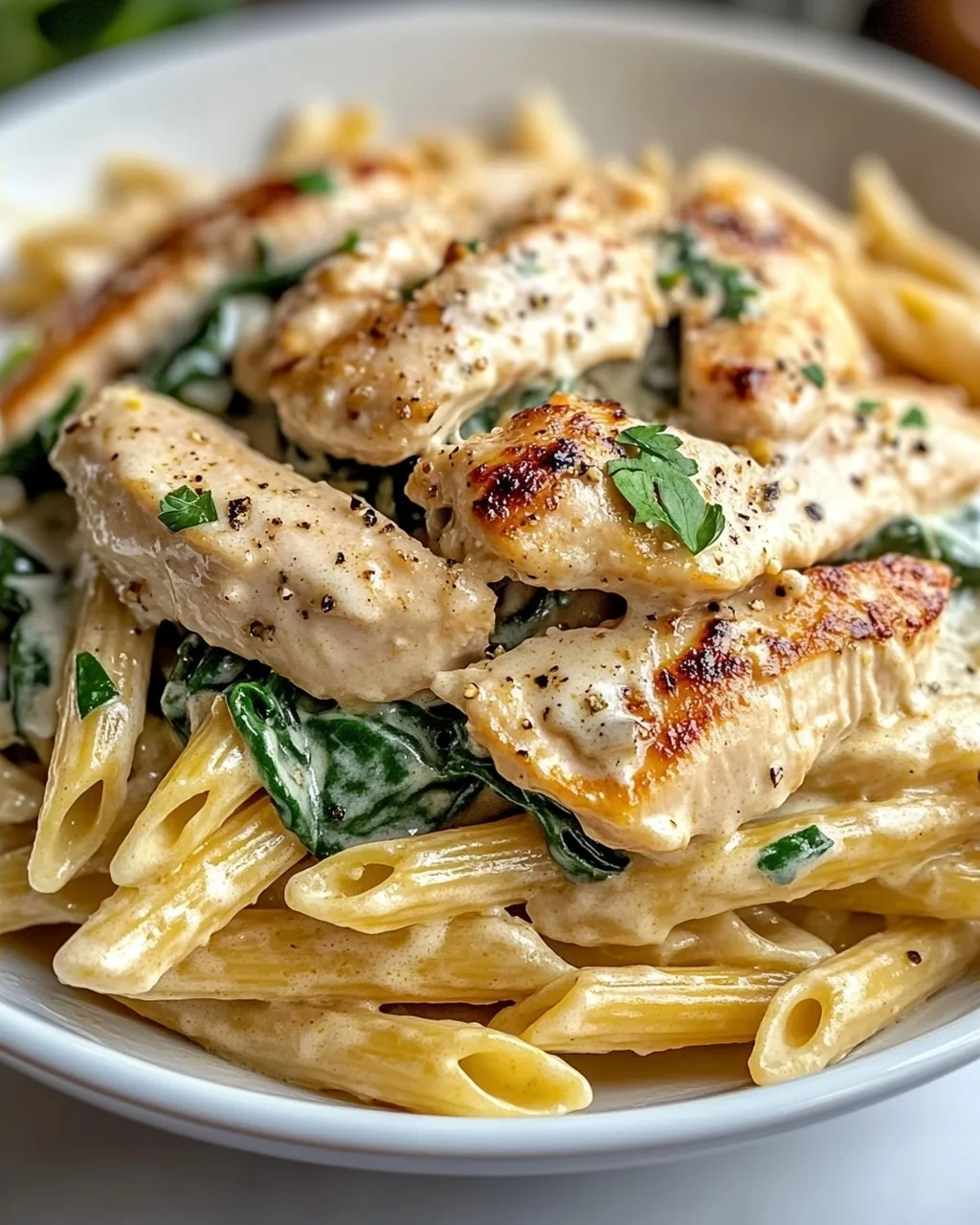 Gesunde Knoblauch-Parmesan-Hähnchen-Pasta