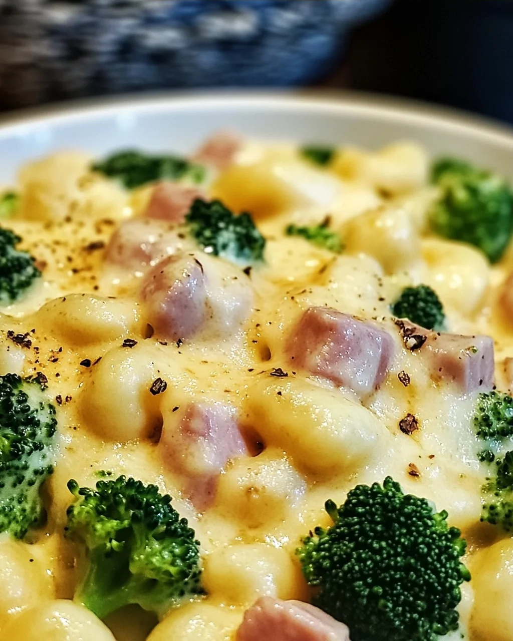 Gnocchi mit Brokkoli und Schinken in cremiger Käsesoße