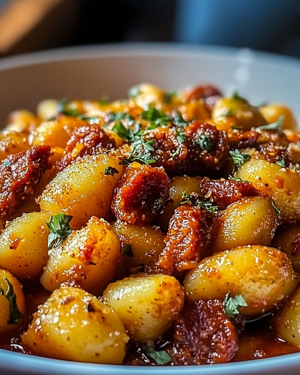 Gnocchi mit Chorizo und cremiger Harissa-Sauce