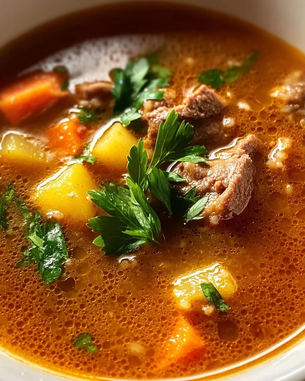 Herzhafte serbische Reisfleischsuppe