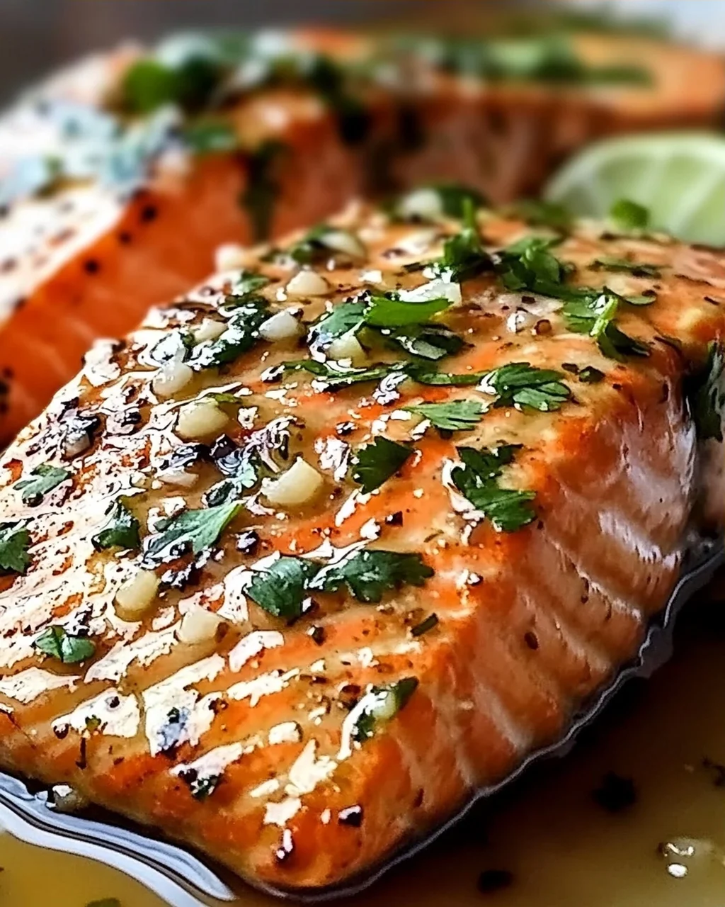 Honig-Limetten-Knoblauch-Butter gebackener Lachs Rezept