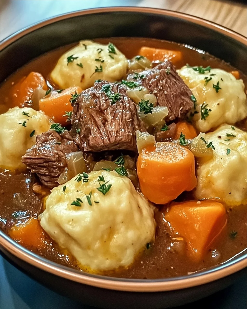Irisches Eintopf mit Cheddar-Nocken für kalte Tage