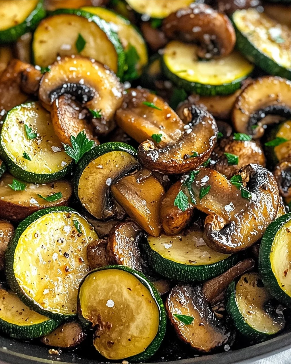 Karamellisierte Zucchini und Pilz-Pfanne für Genießer