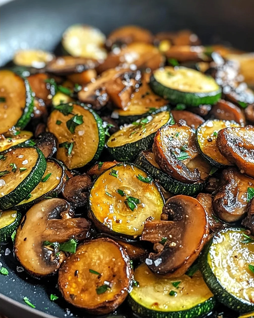 Karamellisierte Zucchini und Pilz-Pfanne für Genießer