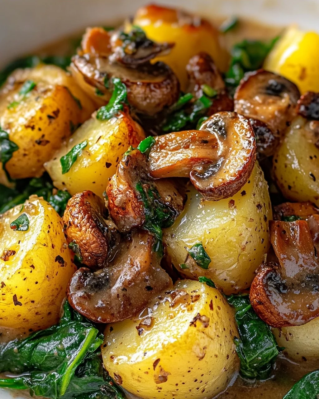 Kartoffeln, Pilze & Spinat: Schnelles Rezept – einfach lecker!
