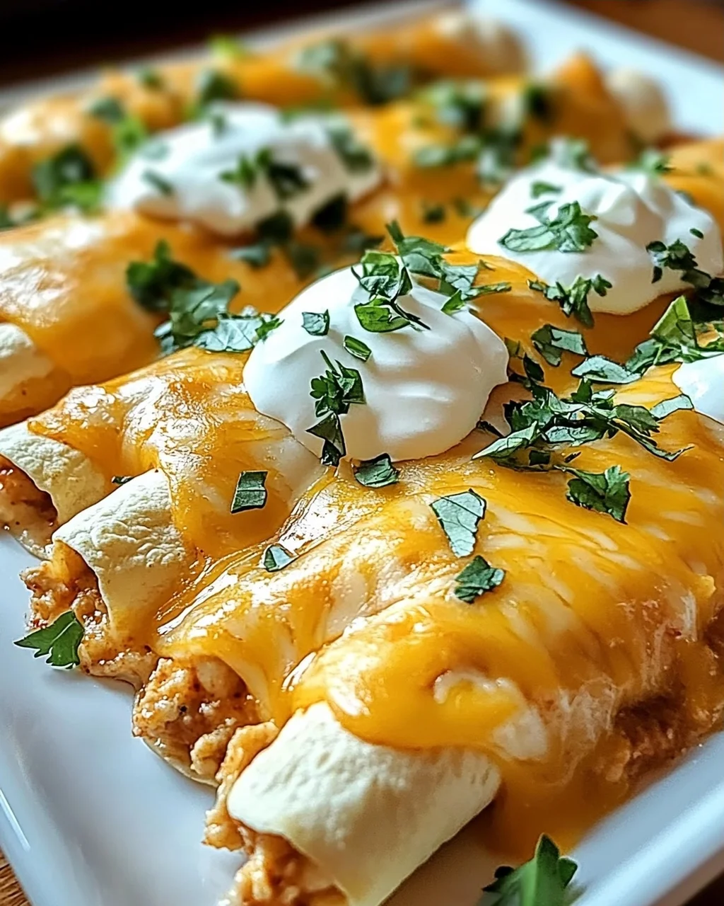 Käse-Hühnchen-Enchiladas mit Queso für jeden Anlass