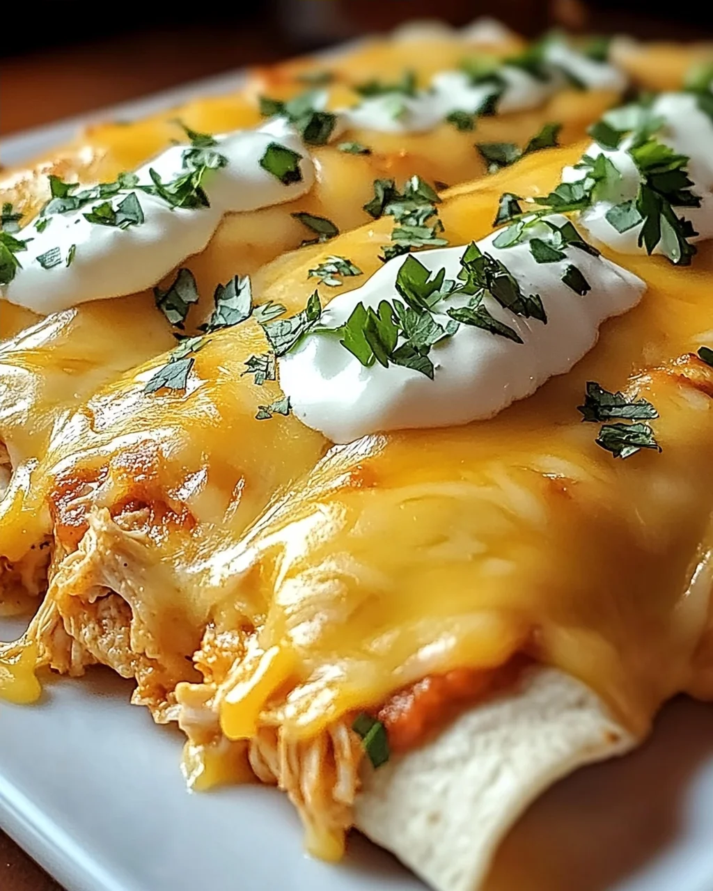 Käse-Hühnchen-Enchiladas mit Queso für jeden Anlass