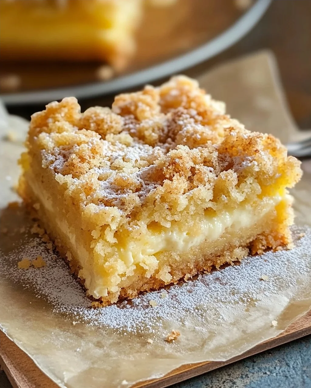 Knuspriger Streuselkuchen mit Vanillepudding