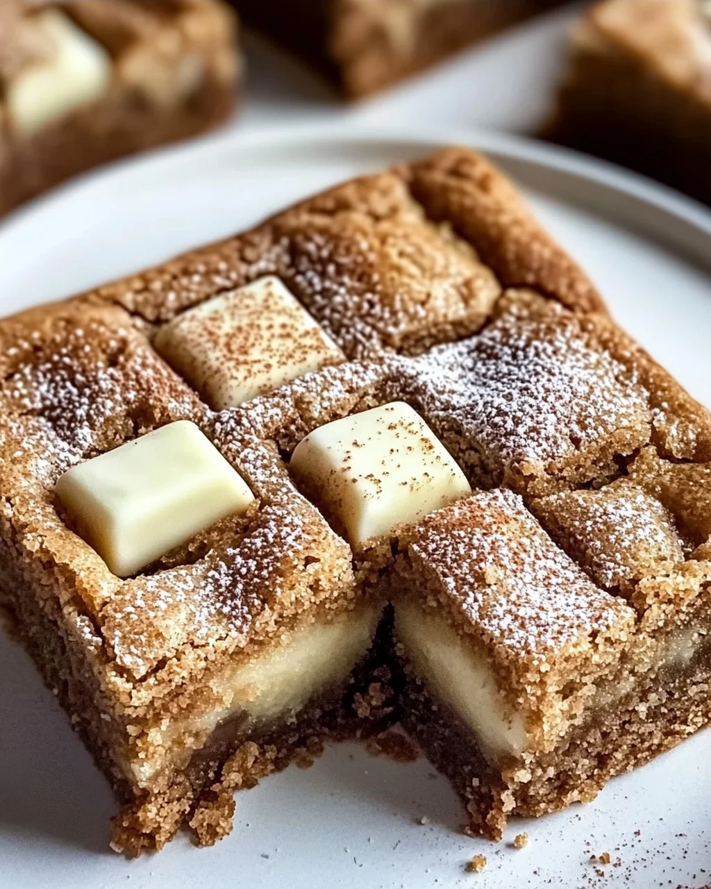 Lebkuchen Blondies mit weißer Schokolade genießen