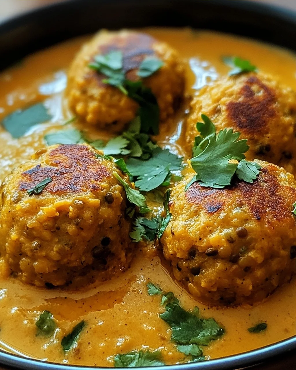 Linsenbällchen in Currysauce