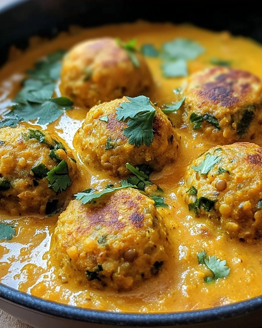 Linsenbällchen in Currysauce