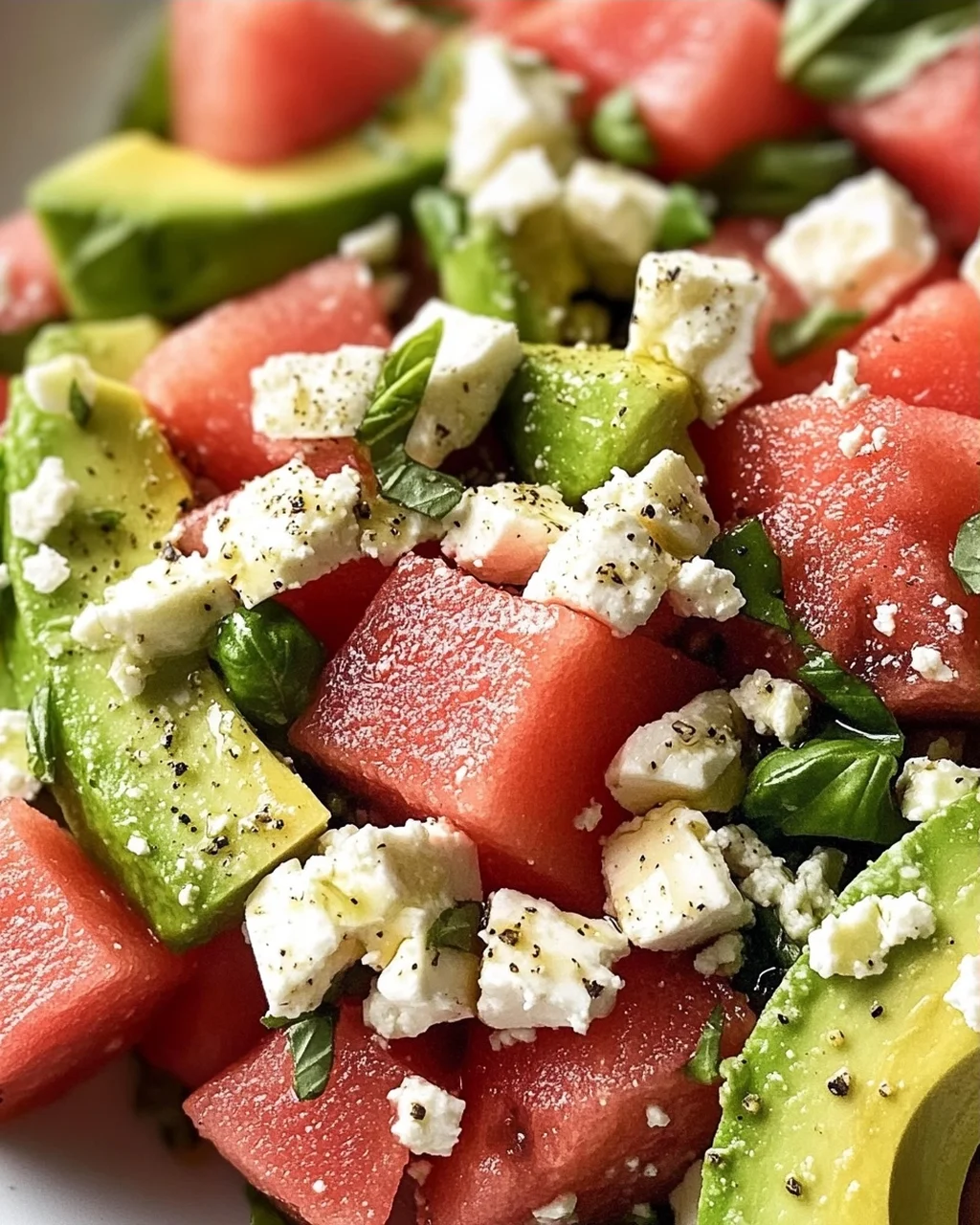 Melonen Feta Salat mit Avocado