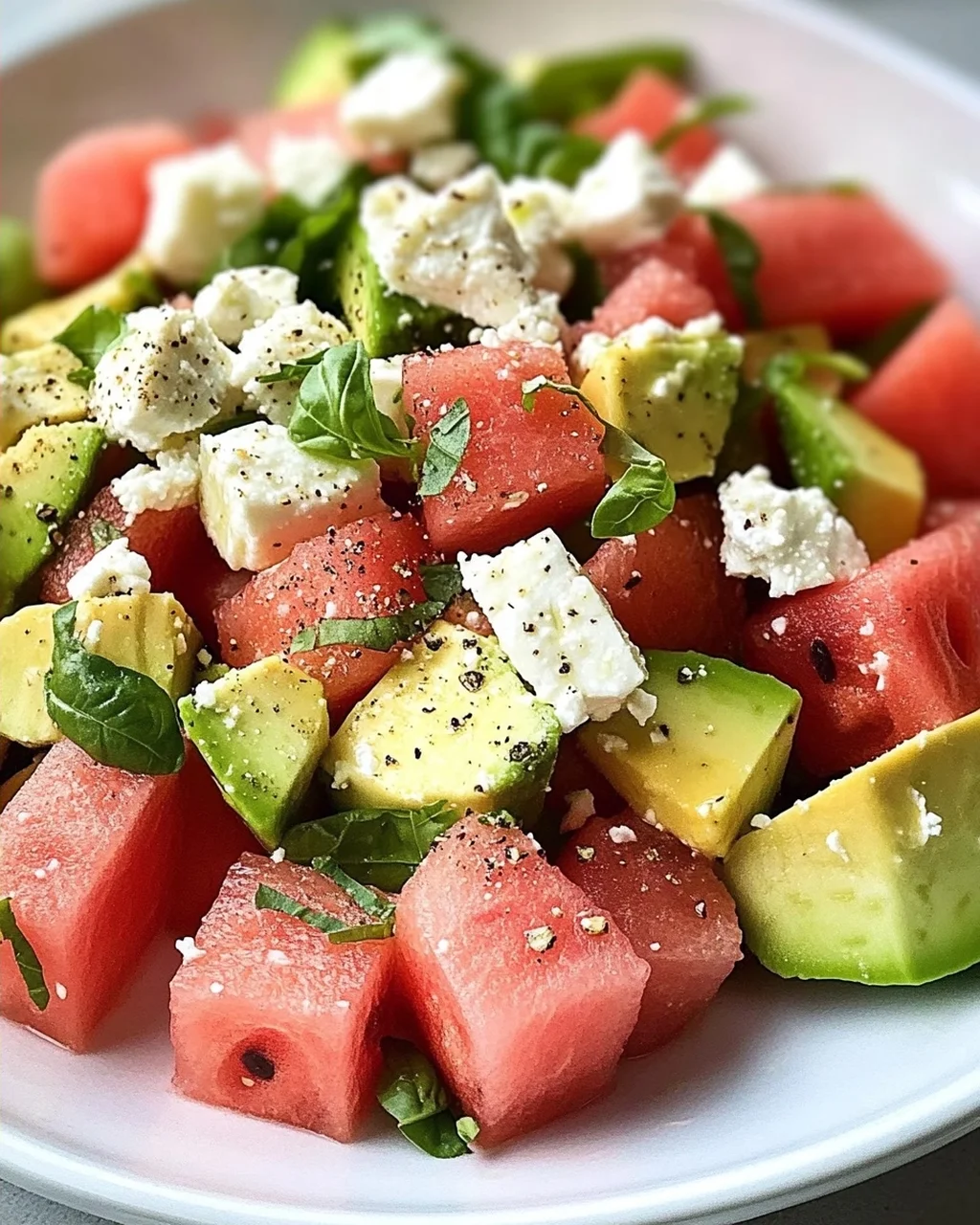 Melonen Feta Salat mit Avocado