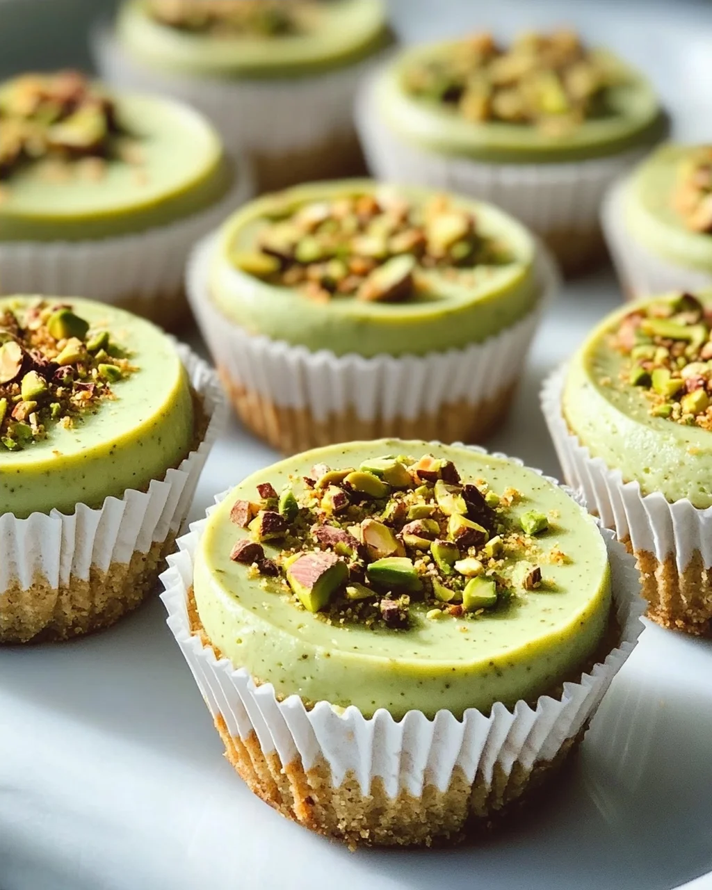 Mini Pistazien-Cheesecakes: Einfach aus der Muffinform