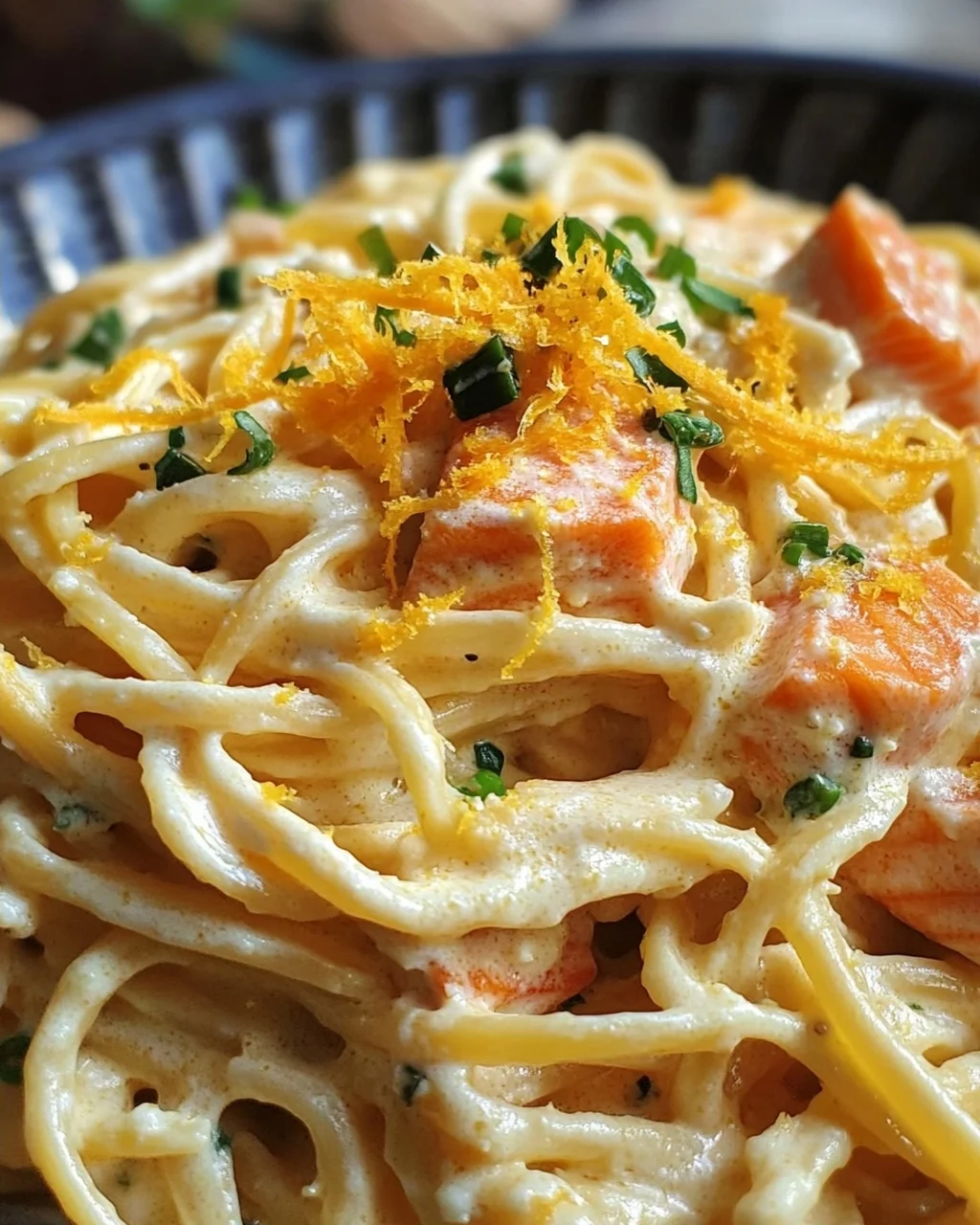 Orangen Lachs Pasta