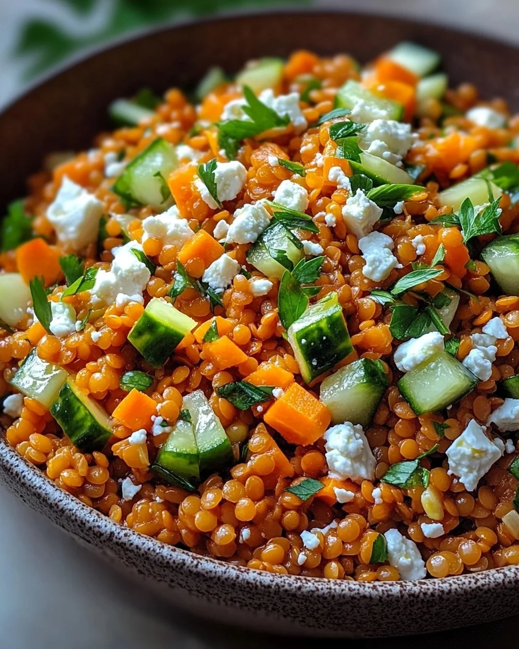 Orientalischer Rote Linsensalat mit Feta
