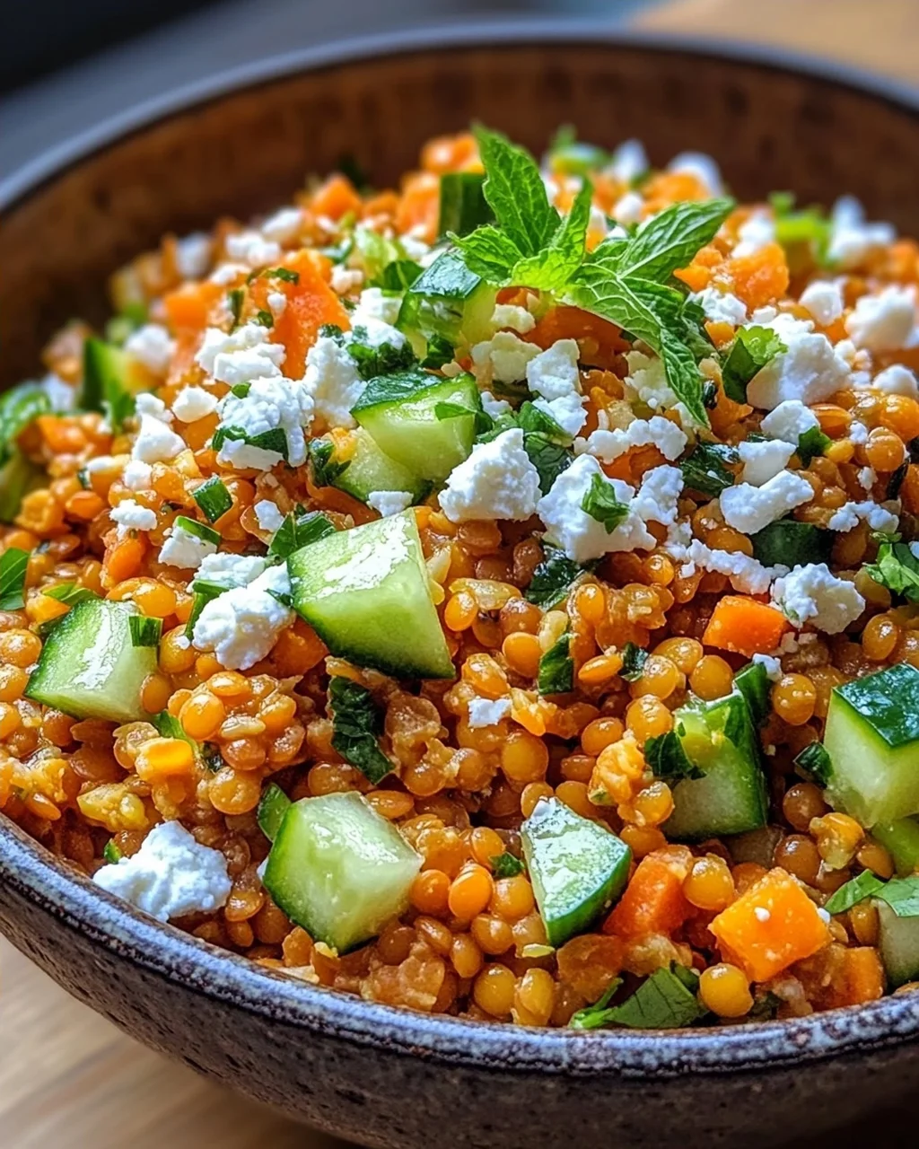 Orientalischer Rote Linsensalat mit Feta