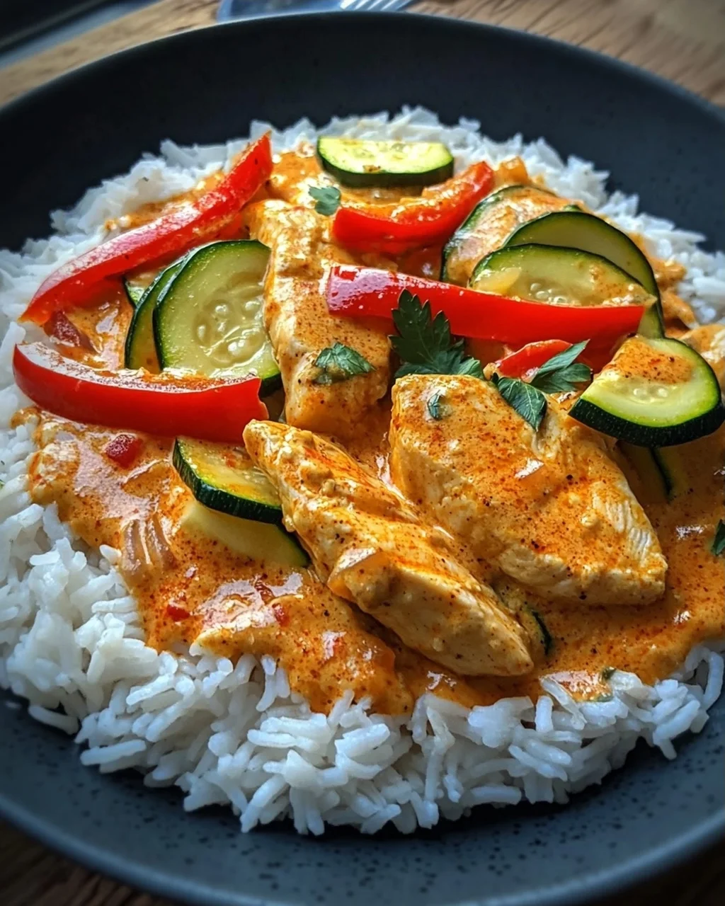 Paprika-Zucchini-Rahm-Hähnchen