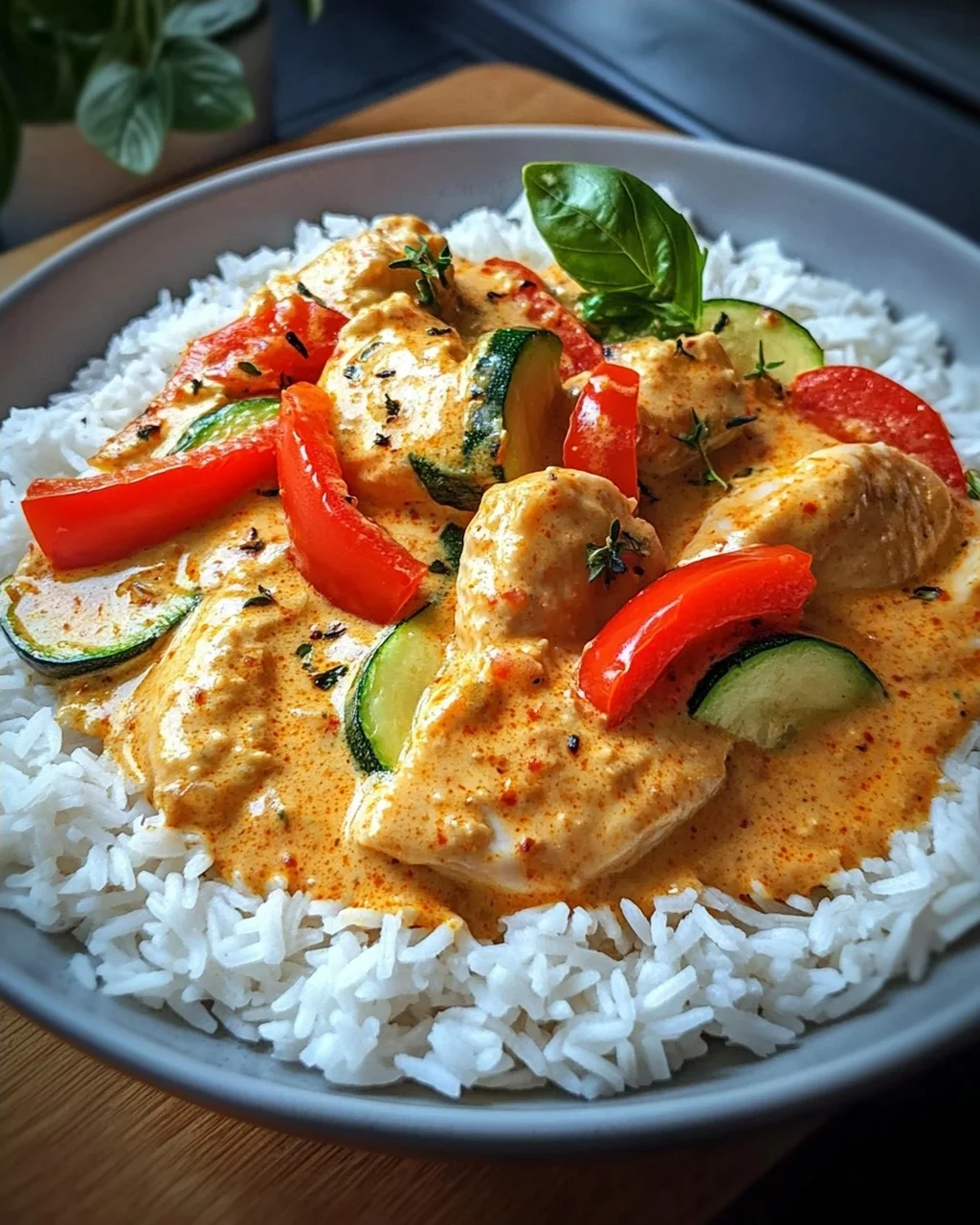 Paprika-Zucchini-Rahm-Hähnchen