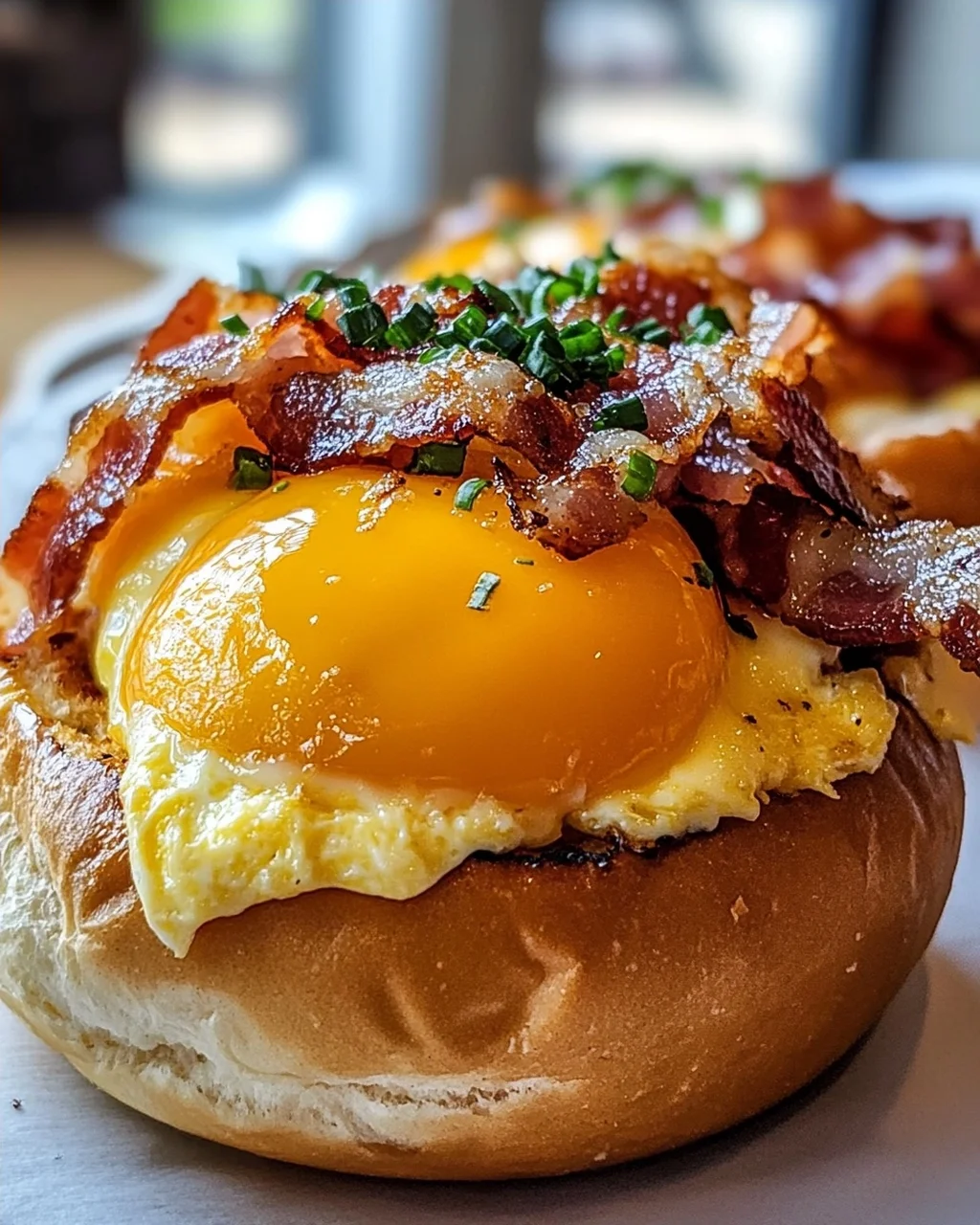 Perfekte Frühstücksbrötchen: Ei, Beef Bacon & Käse-Genuss