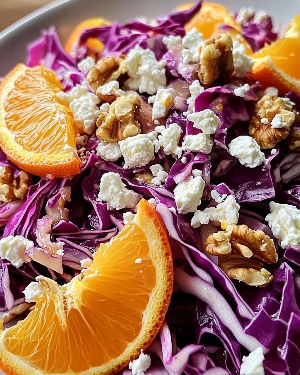 Rotkohlsalat mit Orangen, Feta und Walnüssen - frisch genießen!