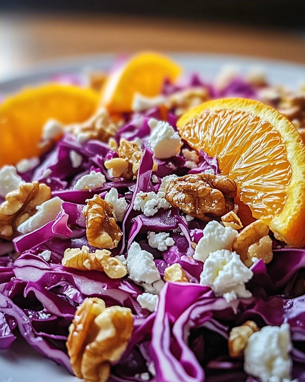 Rotkohlsalat mit Orangen, Feta und Walnüssen - frisch genießen!