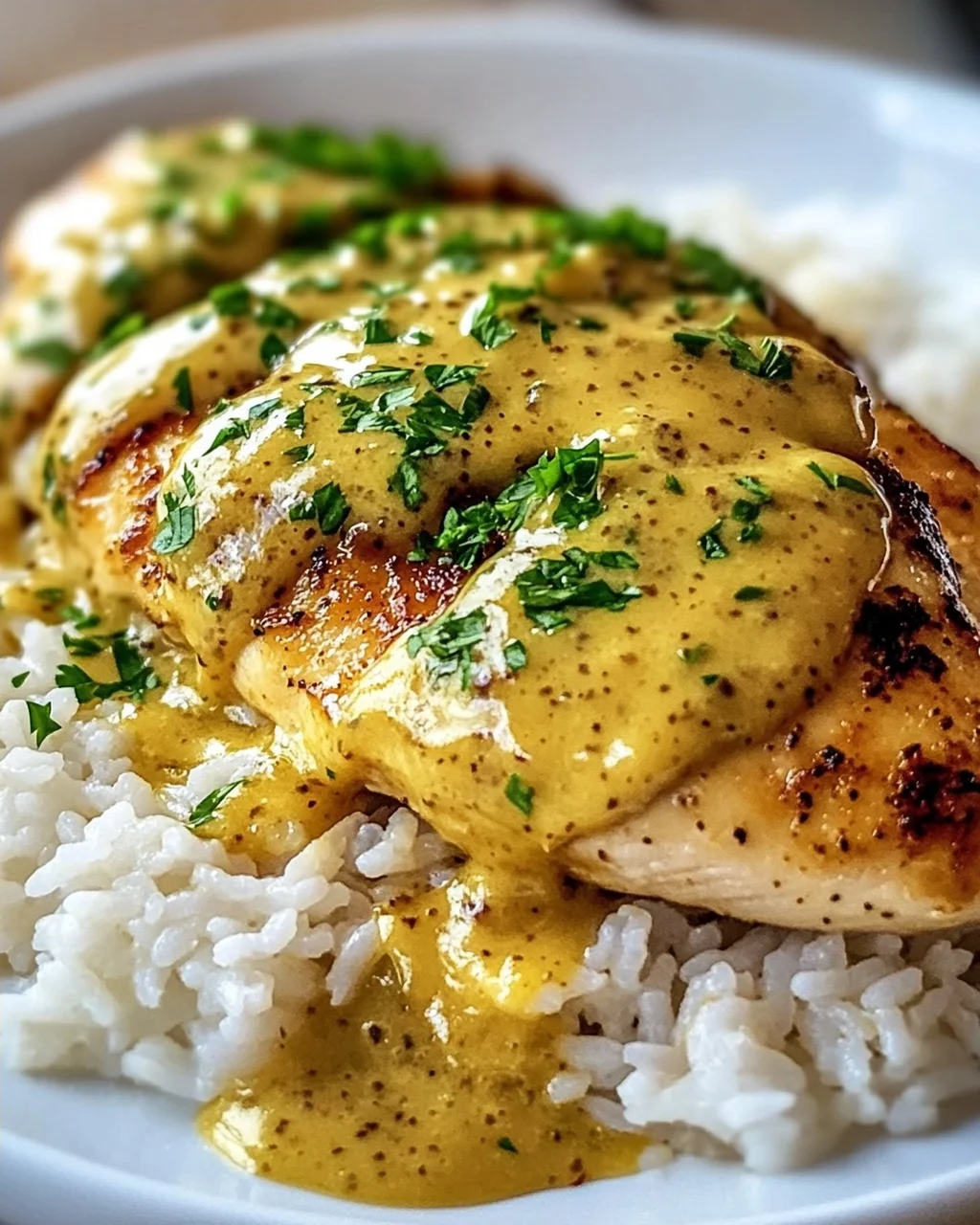 Saftiges Honig-Senf-Hähnchen mit Reis – Schnell & Lecker!