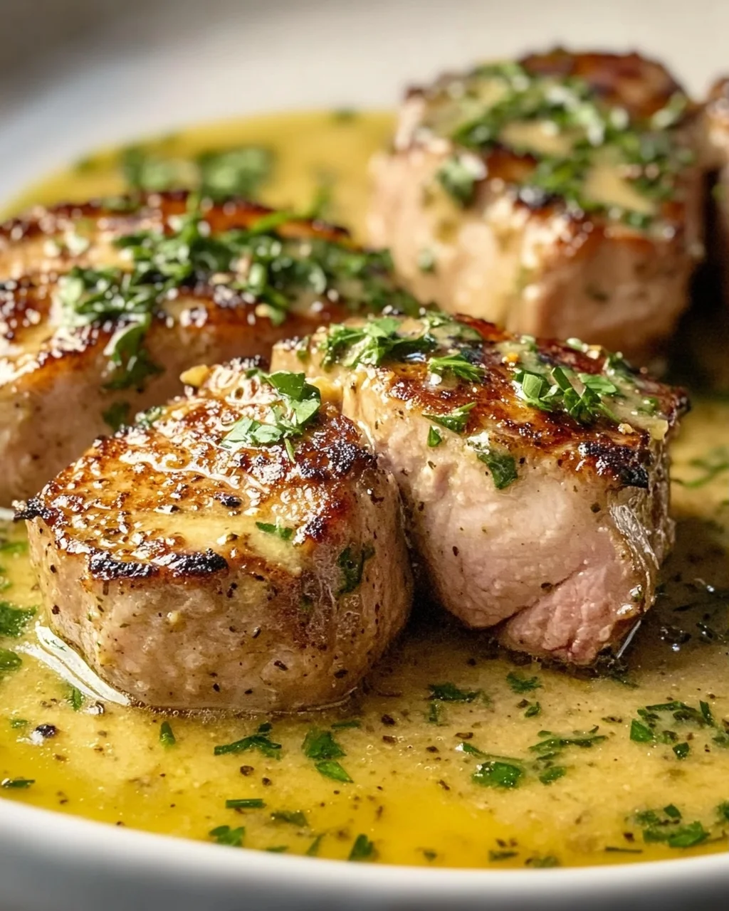 Saftiges Schweinefilet in würziger Senf-Kräutersauce