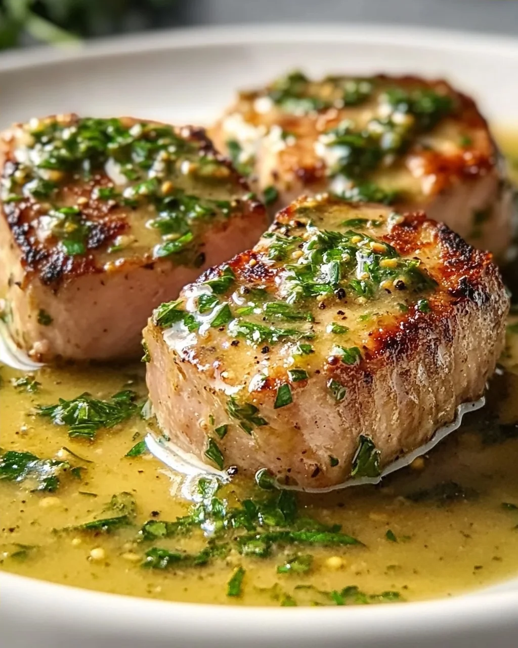 Saftiges Schweinefilet in würziger Senf-Kräutersauce