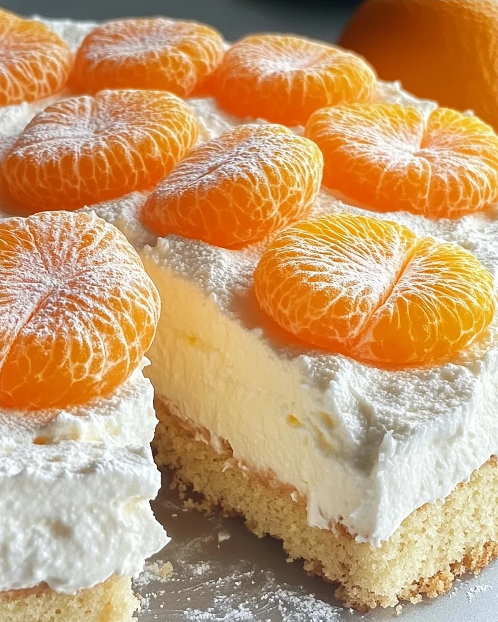 Schneller Schmandkuchen mit Mandarinen vom Blech