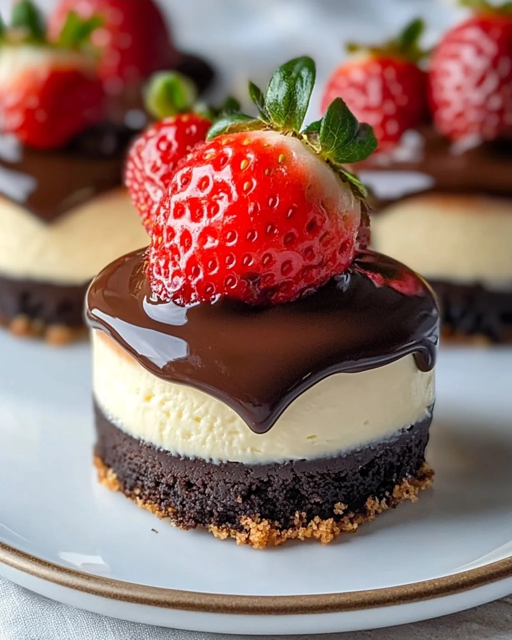 Schokoladenüberzogene Erdbeer-Cheesecakes – Genuss pur!